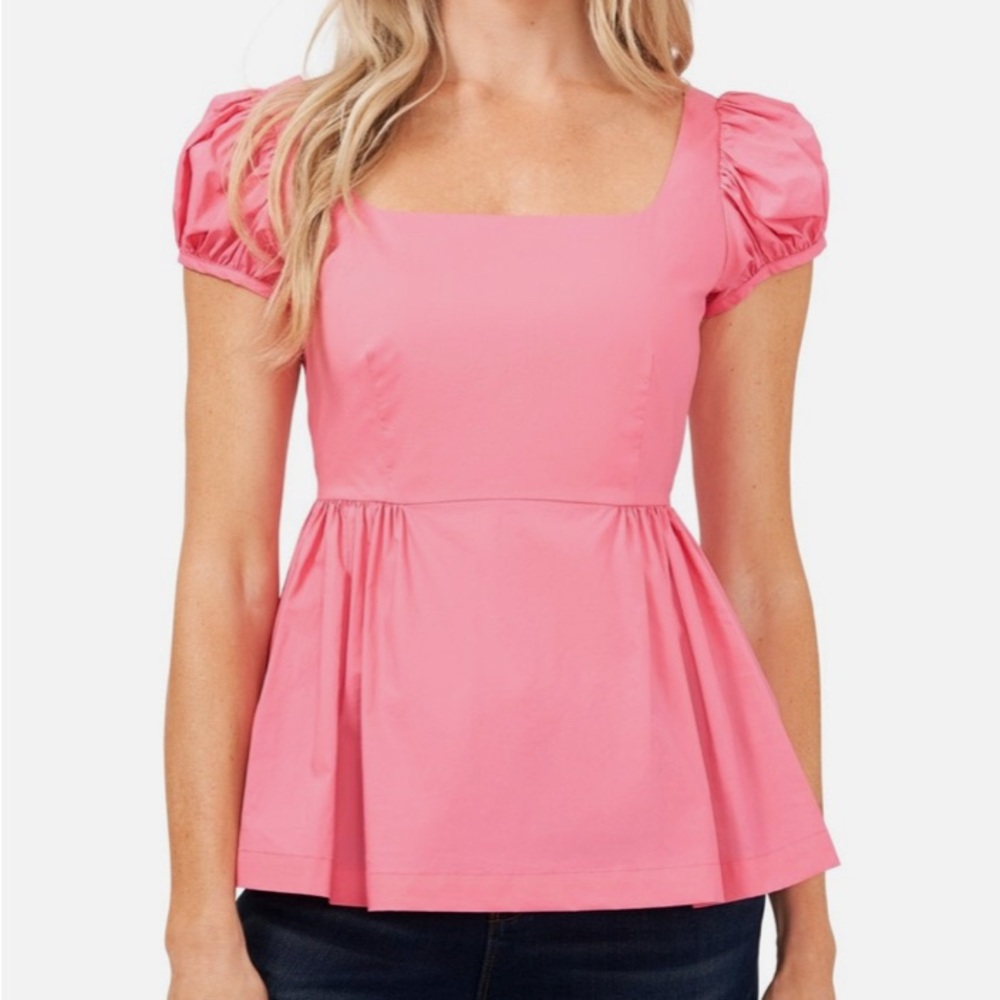 CeCe Pink Puff Sleeve Top
